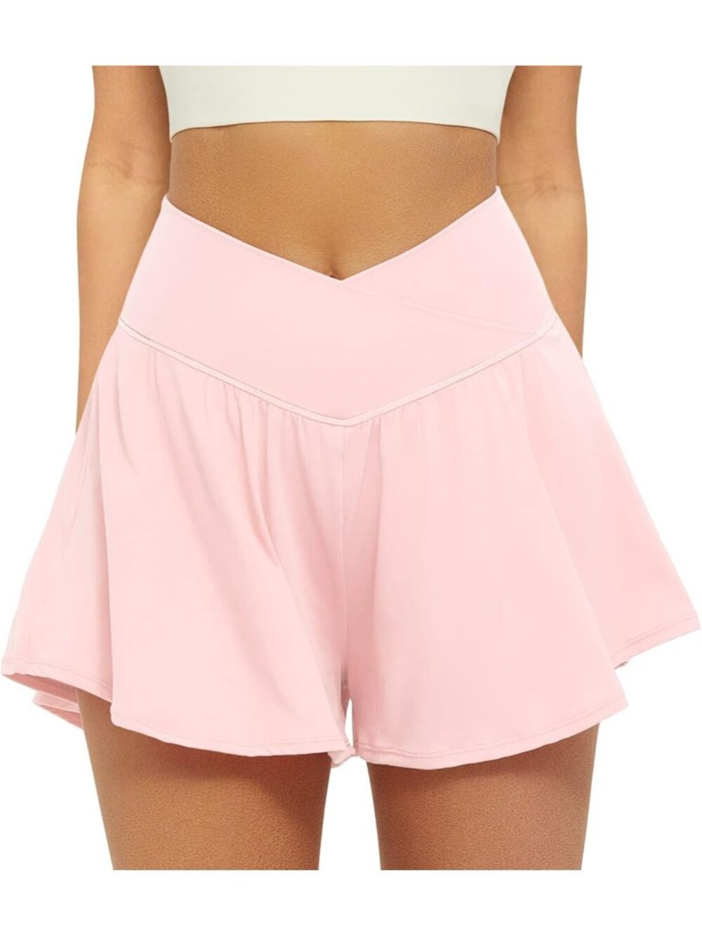 Crossover 2-in-1 Athletic Shorts for Women | Flowy Running Skorts with Pockets